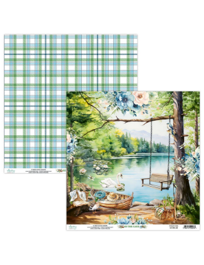 Pochette de 13 feuilles recto verso By the lake MINTAY