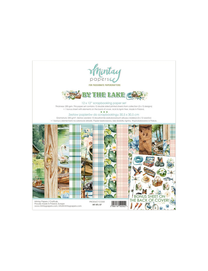 Pochette de 13 feuilles recto verso By the lake MINTAY