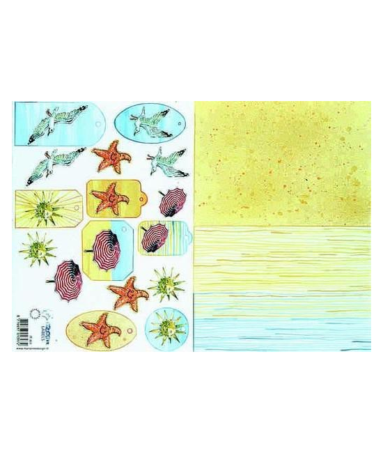 papier à découper plage, mer carterie