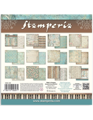 Pochette de 10 feuilles recto verso maxi background Stamperia Symphony
