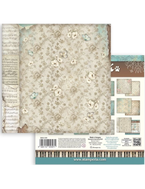 Pochette de 10 feuilles recto verso maxi background Stamperia Symphony