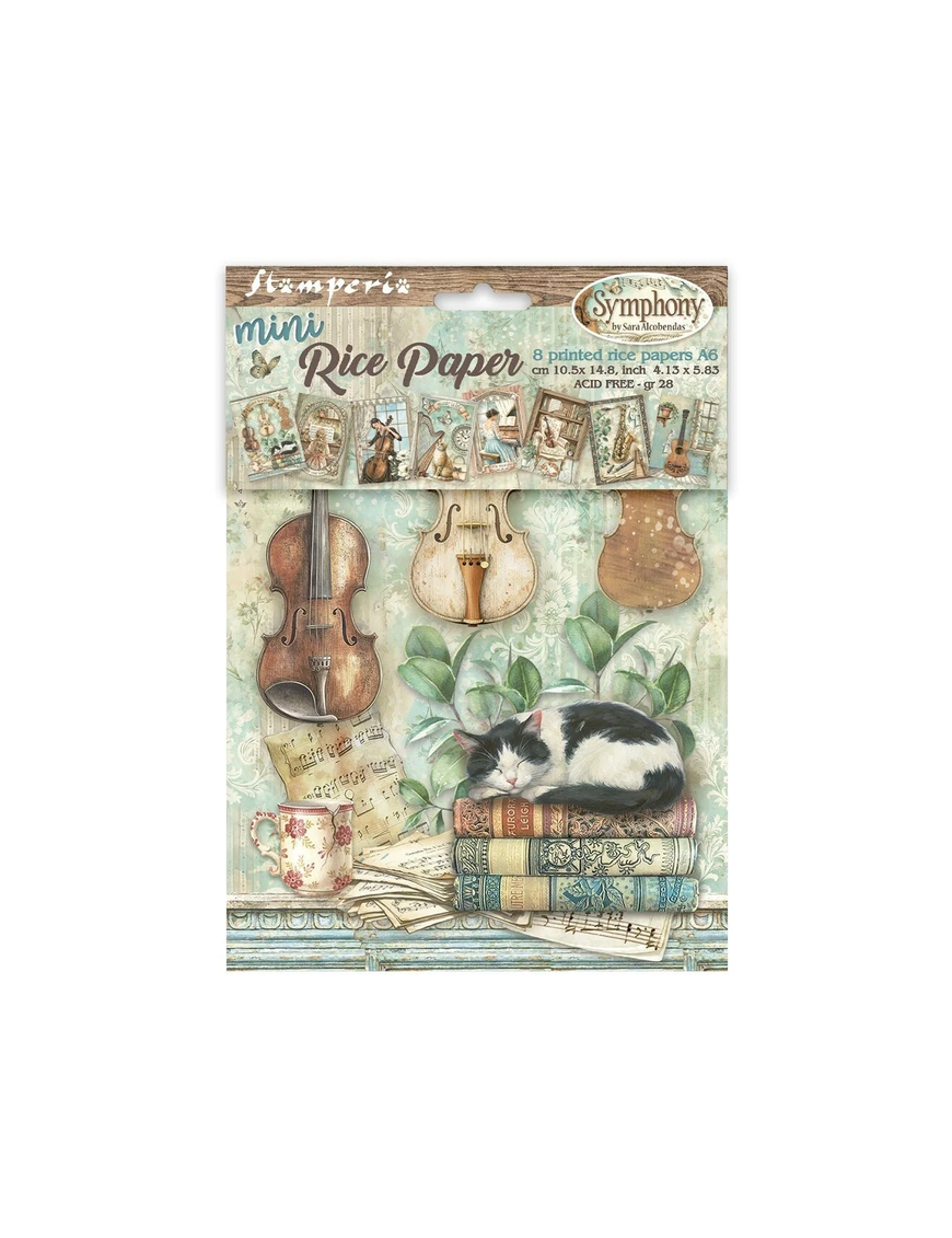 8 papiers de riz A6 Symphony Stamperia