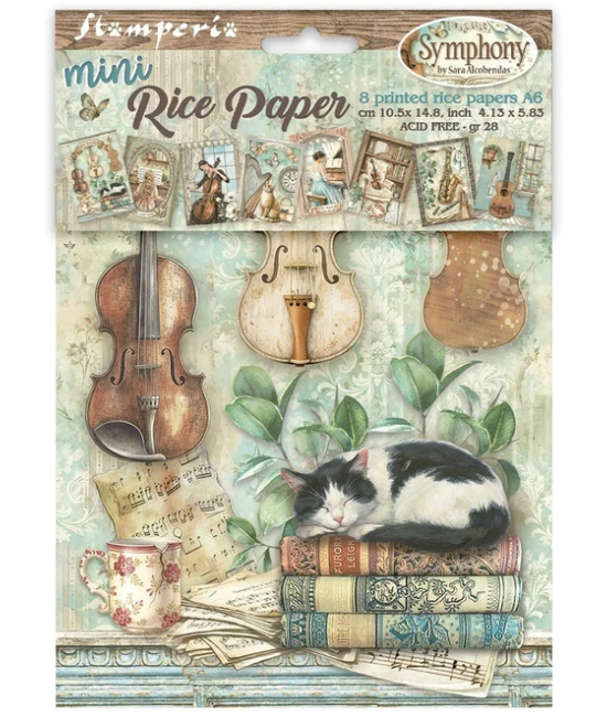 8 papiers de riz A6 Symphony Stamperia
