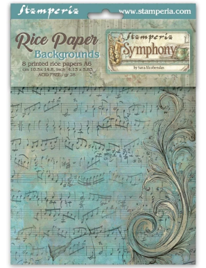 8 papiers de riz A6 Symphony background Stamperia