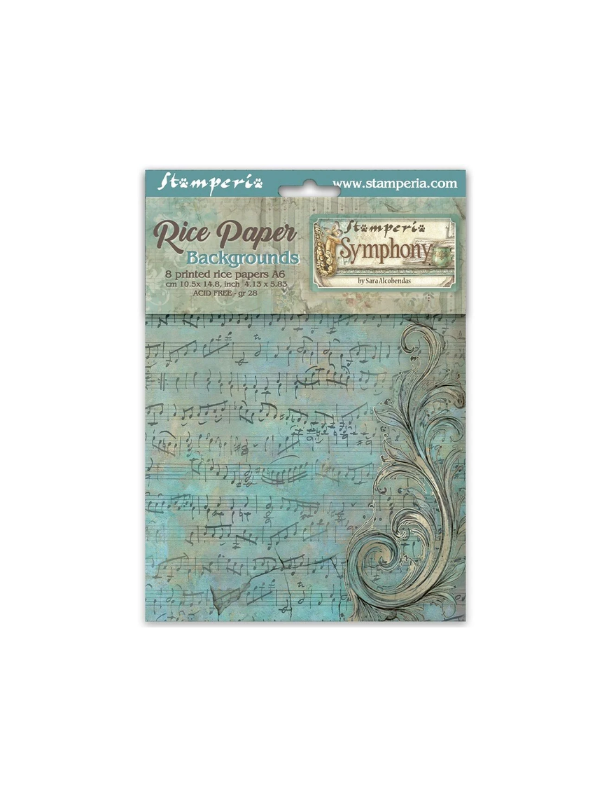 8 papiers de riz A6 Symphony background Stamperia