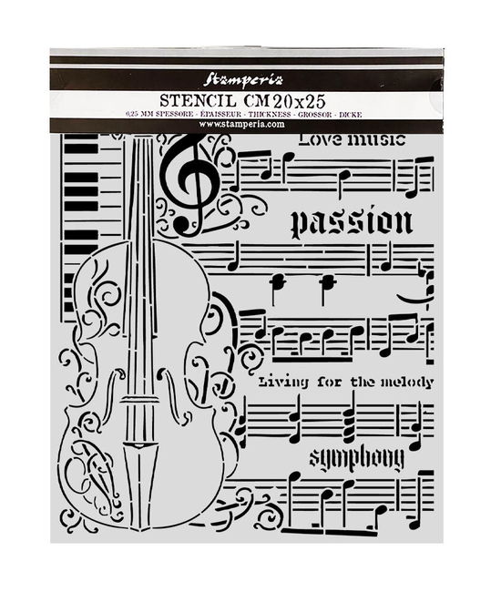Symphony Thick Stencil Violin 20x25 cm – Stamperia | Pochoir Mixed Media