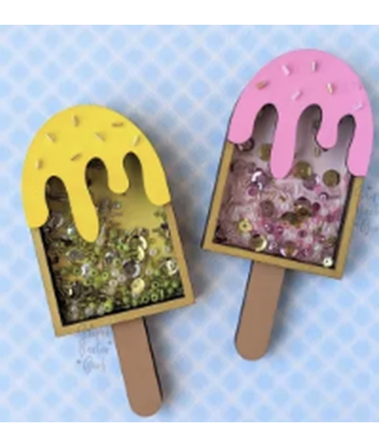 Shaker Glace en Bois 15 x 6,7 cm | Découpe Artisanale Scrapbooking