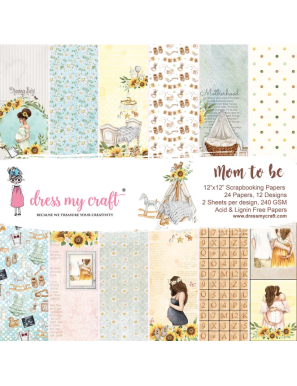 Bloc de 24 feuilles recto Mom to be Dress my craft