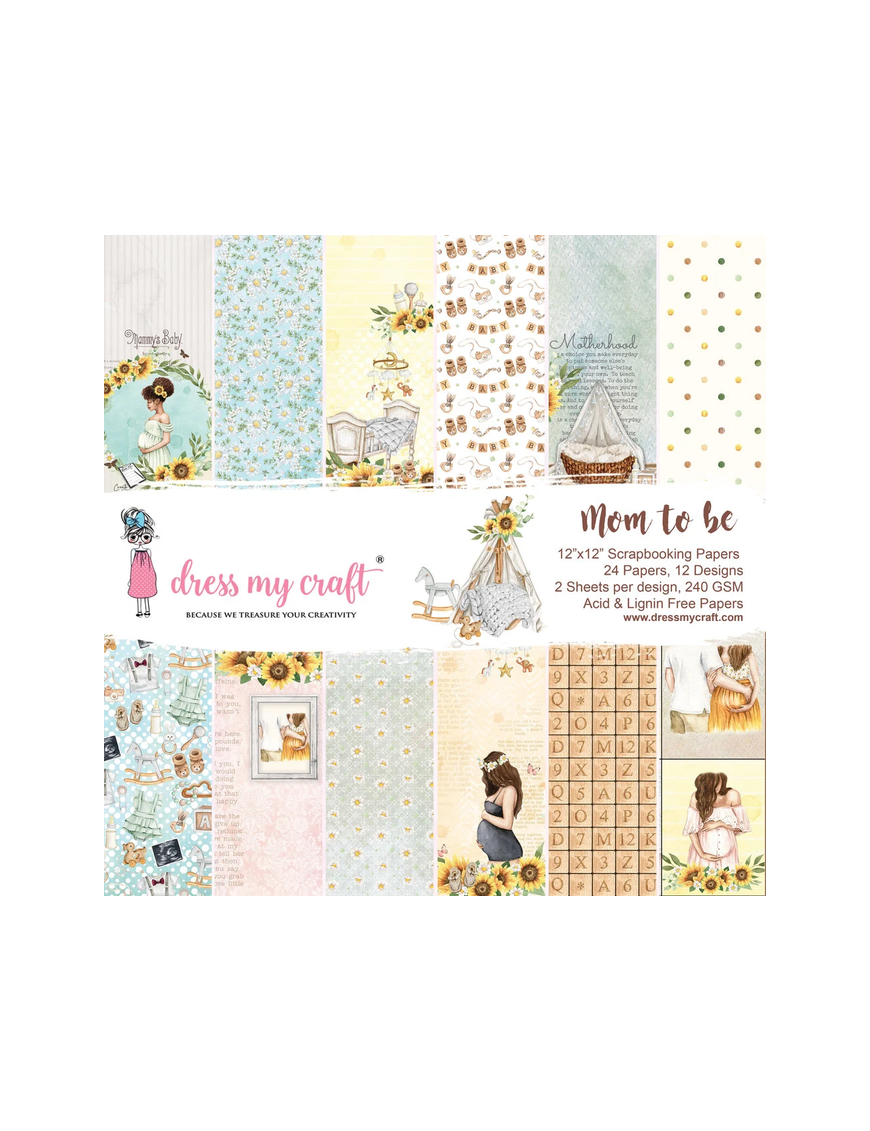 Bloc de 24 feuilles recto Mom to be Dress my craft