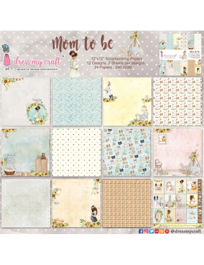 Bloc de 24 feuilles recto Mom to be Dress my craft