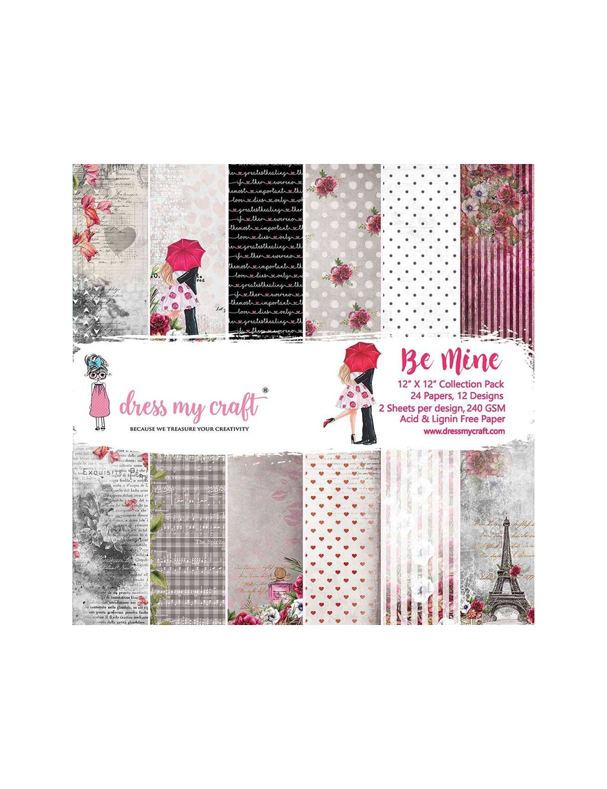 Bloc de 24 feuilles recto Be mine Dress my craft