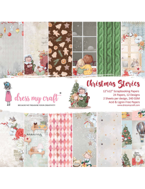 Bloc de 24 feuilles recto Christmas stories Dress my craft