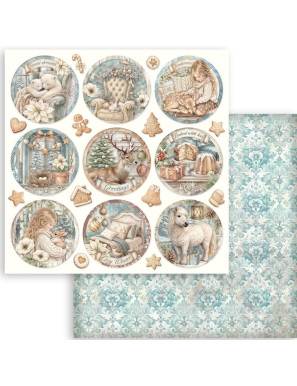 Pochette de 10 feuilles recto verso Stamperia White Christmas