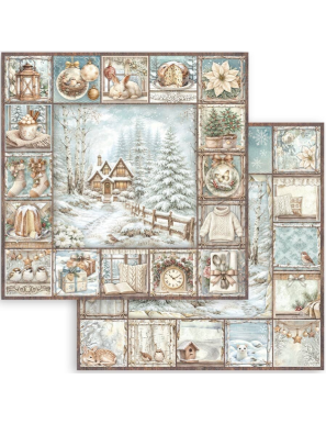 Pochette de 10 feuilles recto verso Stamperia White Christmas