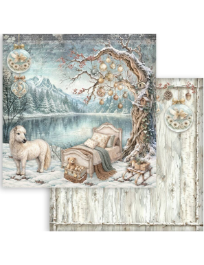 Pochette de 10 feuilles recto verso Stamperia White Christmas