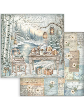 Pochette de 10 feuilles recto verso Stamperia White Christmas