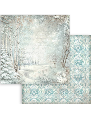 Pochette de 10 feuilles recto verso blackground Stamperia White Christmas