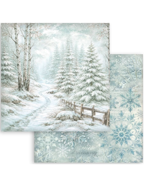 Pochette de 10 feuilles recto verso blackground Stamperia White Christmas