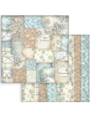 Pochette de 10 feuilles recto verso blackground Stamperia White Christmas