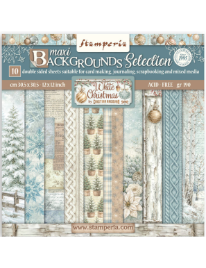 Pochette de 10 feuilles recto verso blackground Stamperia White Christmas