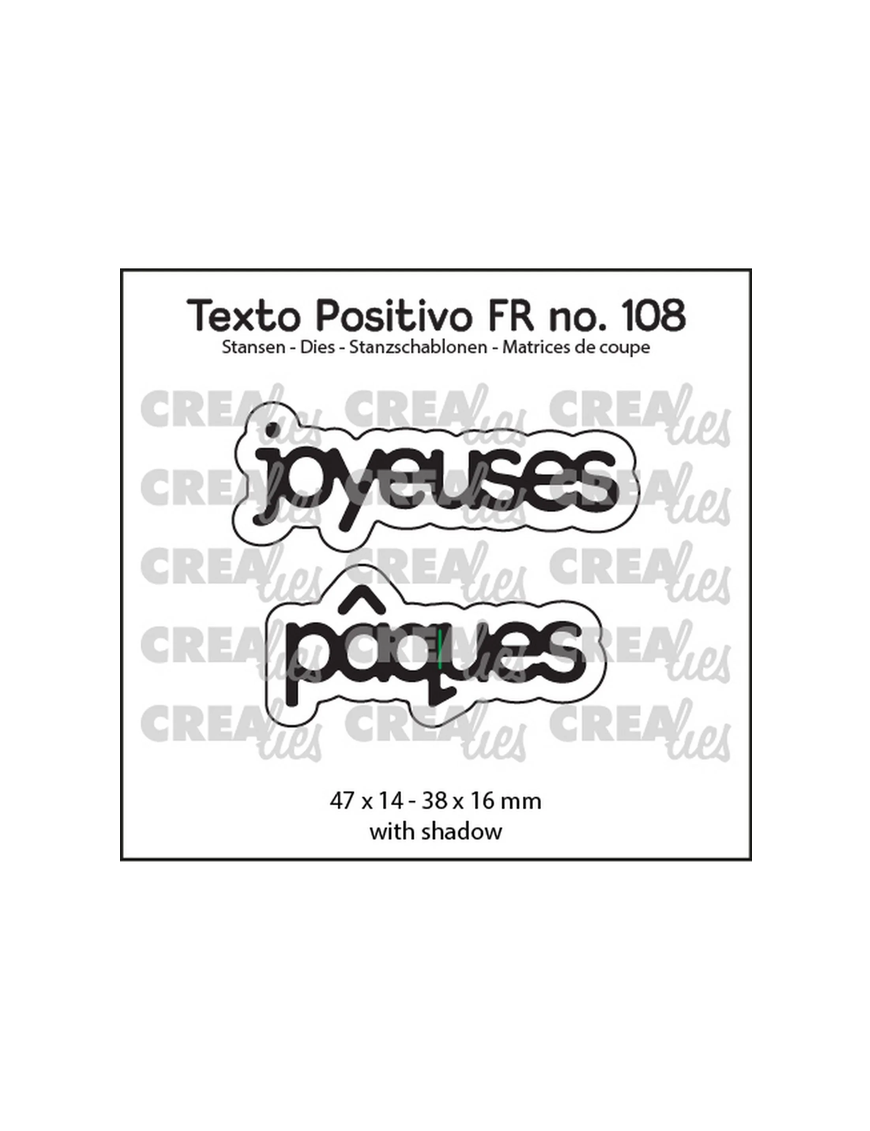 Die Crealies Texto Positivo Joyeuses Pâques POSFR108