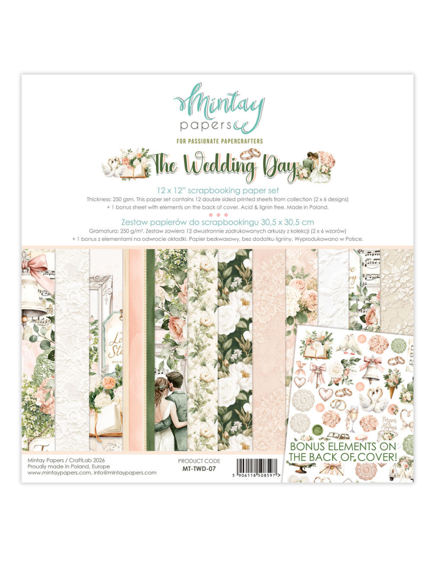 Mintay The Wedding Day – Papier Scrapbooking Mariage 30,5 x 30,5 cm