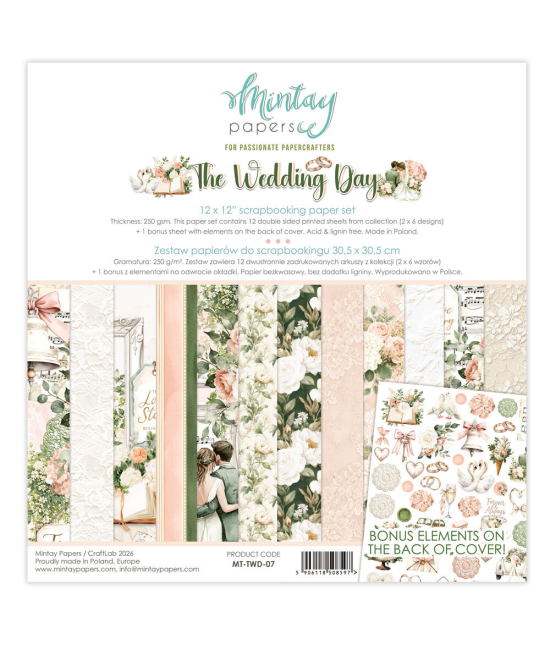Mintay The Wedding Day – Papier Scrapbooking Mariage 30,5 x 30,5 cm