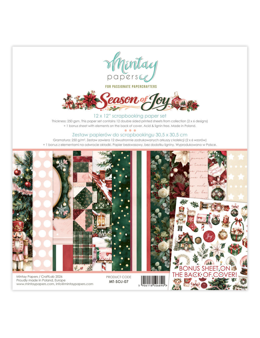 Mintay Season of Joy – Papier Scrapbooking Noël 30,5 x 30,5 cm