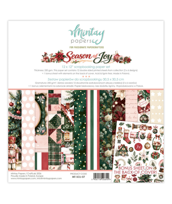 Mintay Season of Joy – Papier Scrapbooking Noël 30,5 x 30,5 cm