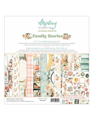Mintay Papers Family Stories – Bloc papier scrapbooking 30,5 x 30,5 cm