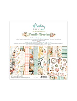 Mintay Papers Family Stories – Bloc papier scrapbooking 20,5 x 20,5 cm