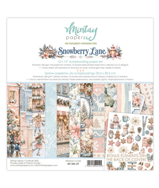 Snowberry Lane – Bloc de papiers scrapbooking Mintay Papers
