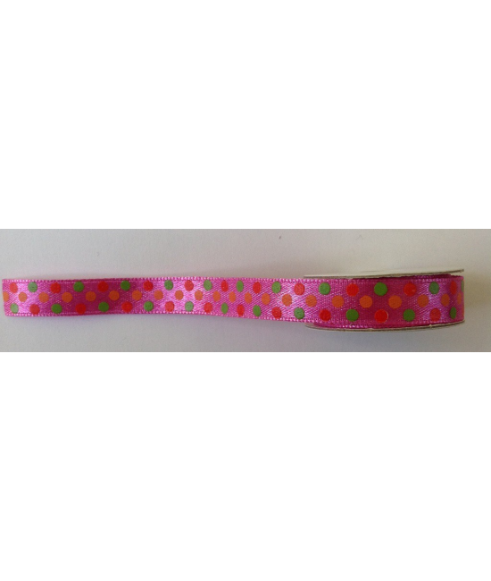 Ruban à petits pois sur fond fuschia