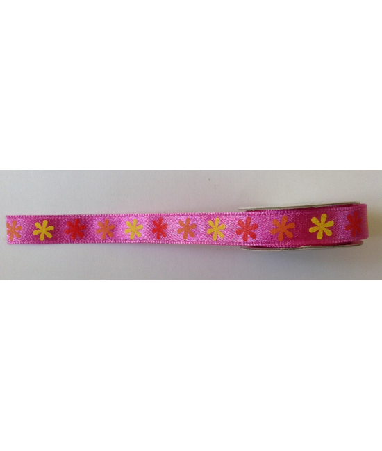 Ruban à fleurs sur fond fushia