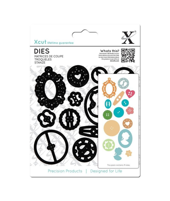 dies X cut 15 bouttons, compatible avec la plupart des machines de découpe