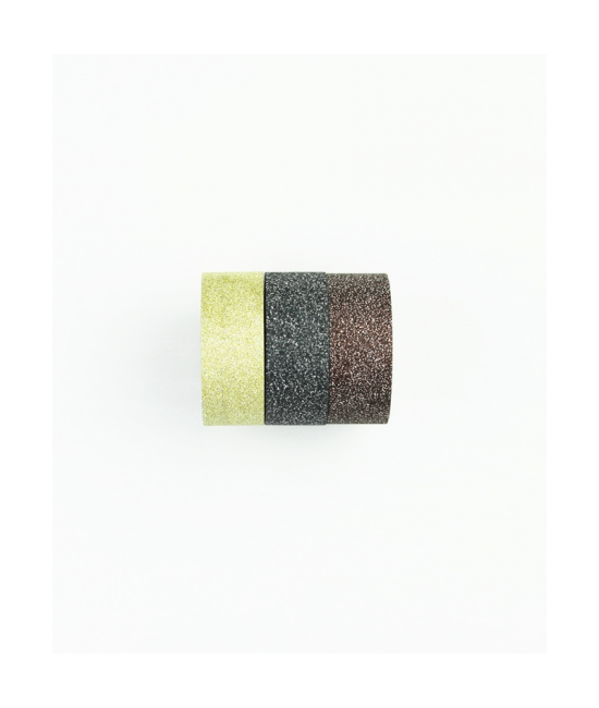 Lot de 3 rouleaux de washi tape or clair pailleté KESI'ART