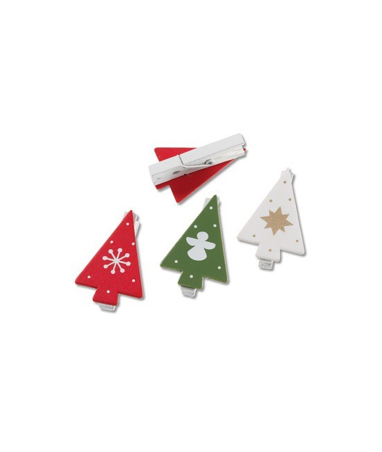 6 pinces à linge sapins de Noël