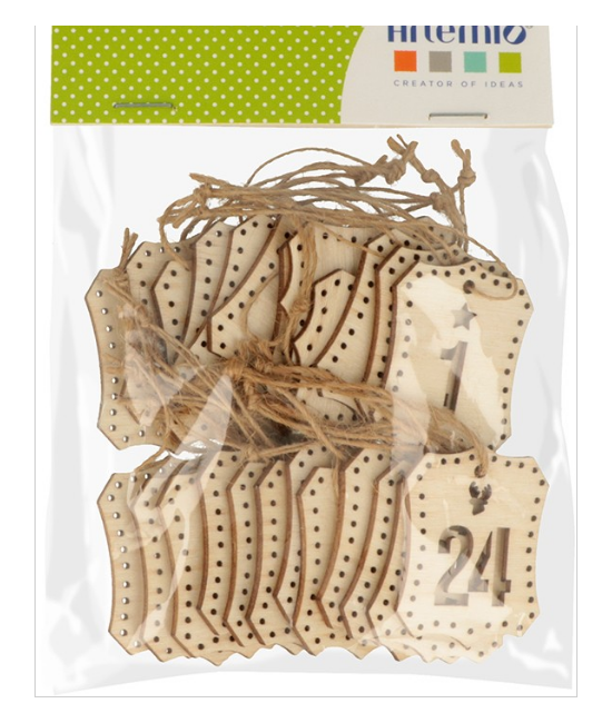 24 étiquettes chiffres en bois - ARTEMIO