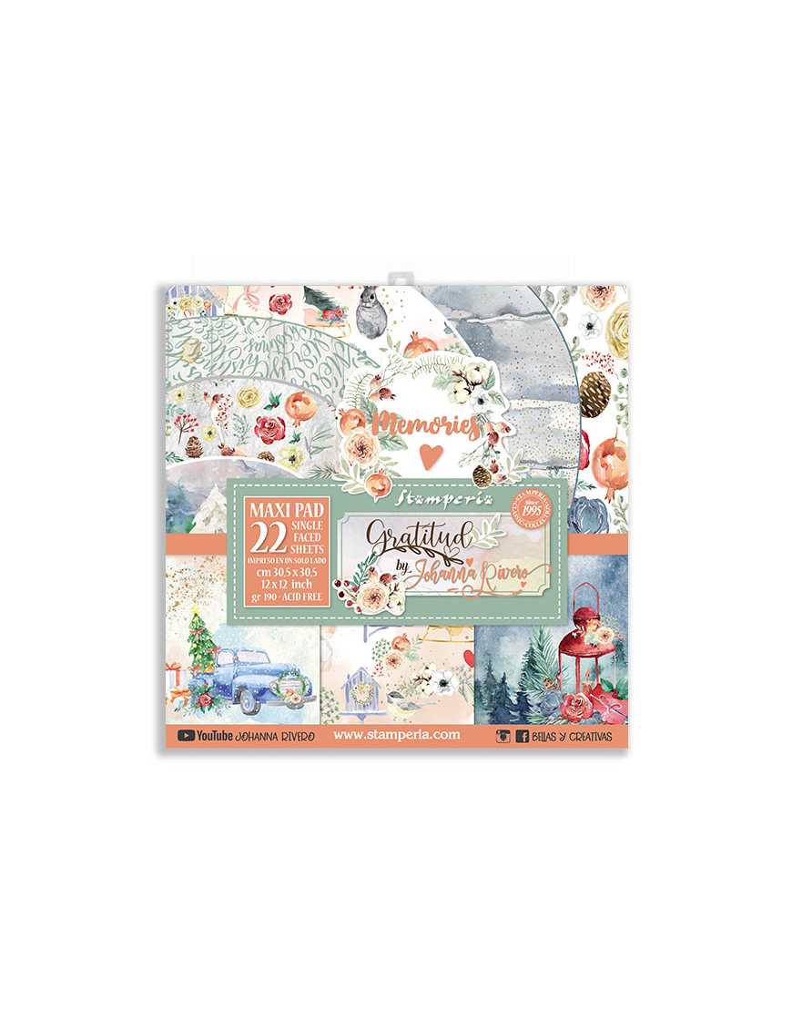 Pochette de 22 feuilles recto verso Gratitude Stamperia