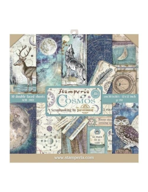Pochette de 10 feuilles recto verso Cosmos Stamperia