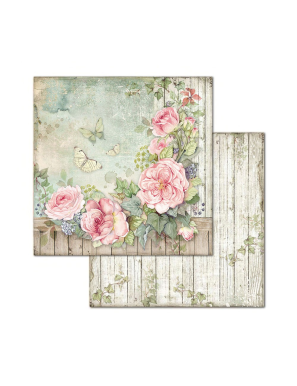 Pochette de 10 feuilles recto verso House of roses Stamperia