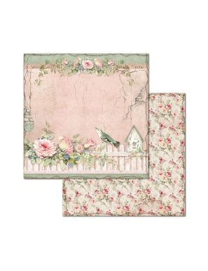 Pochette de 10 feuilles recto verso House of roses Stamperia