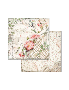 Pochette de 10 feuilles recto verso House of roses Stamperia