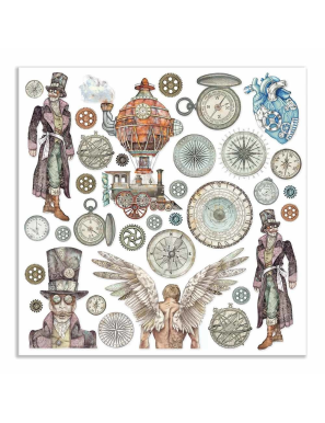 Pochette de 10 feuilles recto verso Sir vagabond Stamperia