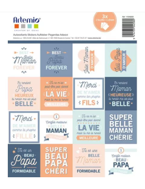 3 Planches de stickers étiquettes beau-père/belle-mère - ARTEMIO