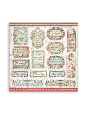 Pochette de 10 feuilles recto verso Alice Through the looking glass Stamperia