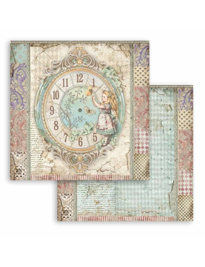 Pochette de 10 feuilles recto verso Alice Through the looking glass Stamperia