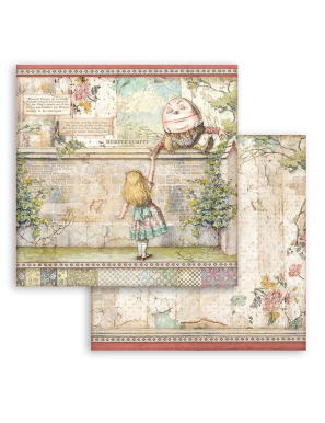 Pochette de 10 feuilles recto verso Alice Through the looking glass Stamperia