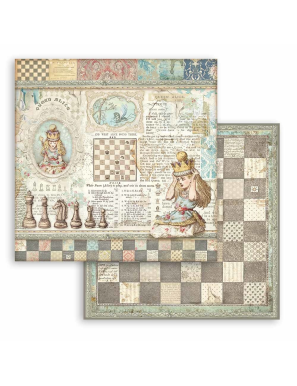 Pochette de 10 feuilles recto verso Alice Through the looking glass Stamperia