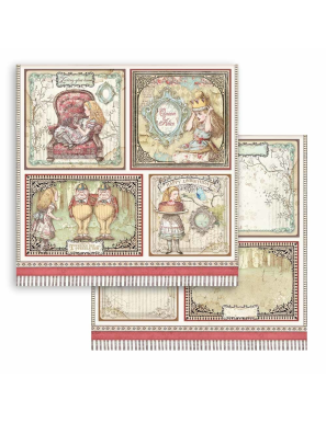 Pochette de 10 feuilles recto verso Alice Through the looking glass Stamperia